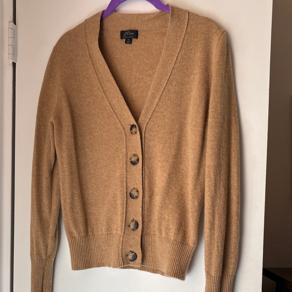 J. Crew Women's Camel Button-Up Cardigan